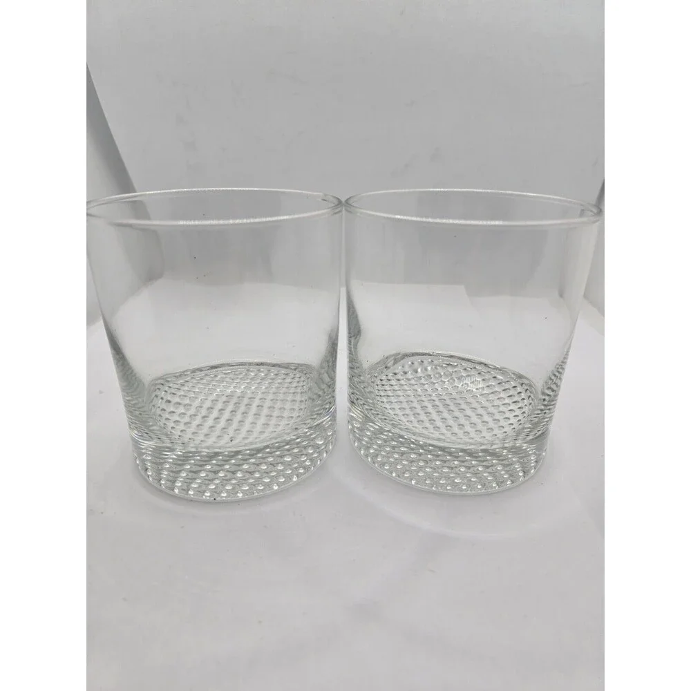 Vintage Rocks Glasses Thick Dimpled Bottom 2.75” Set Of 2